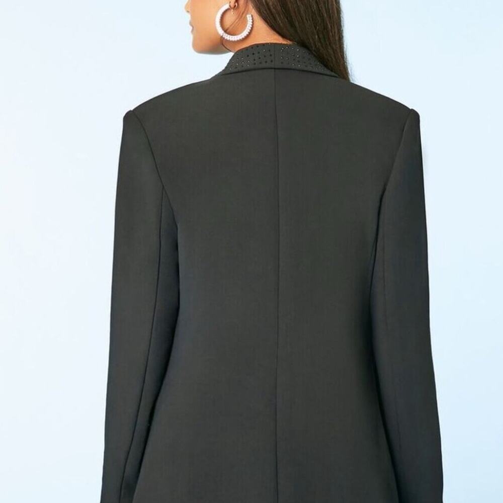 ✨ Forever 21 Black Rhinestone Blazer Size Large NWOT Single Breasted Jacket - Picture 9 of 17